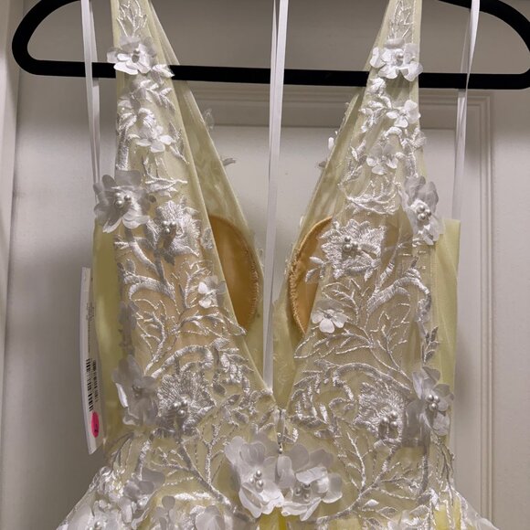 Jovani 55634 Sheer Floral Appliques Junior Prom V-Neck Ballgown Size 00 NWT - Picture 9 of 9